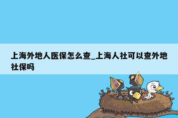 上海外地人医保怎么查_上海人社可以查外地社保吗