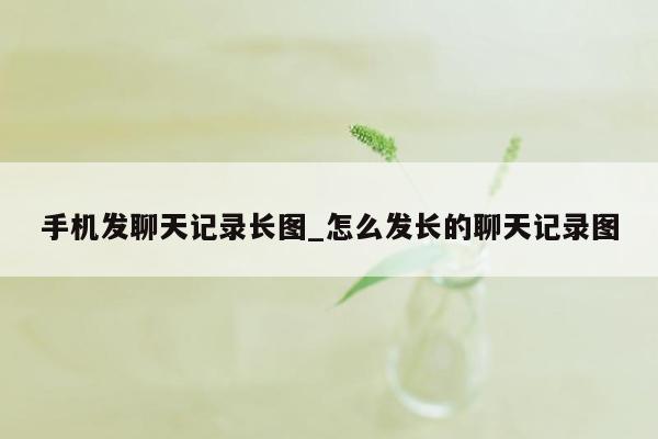 手机发聊天记录长图_怎么发长的聊天记录图