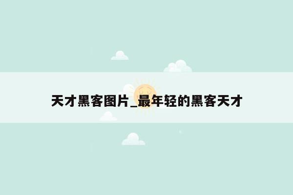 天才黑客图片_最年轻的黑客天才