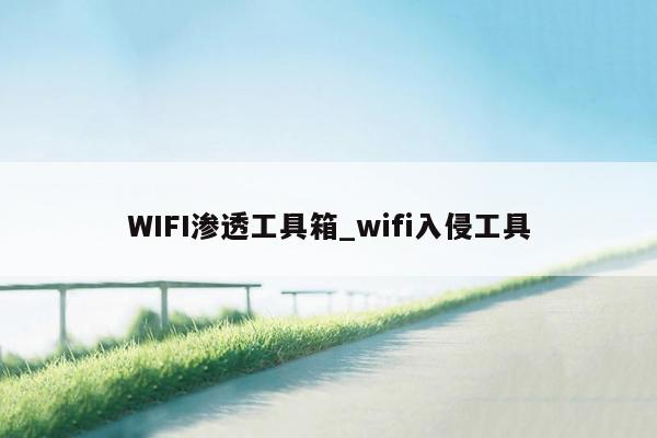 WIFI渗透工具箱_wifi入侵工具