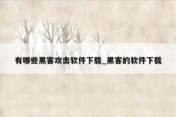 有哪些黑客攻击软件下载_黑客的软件下载