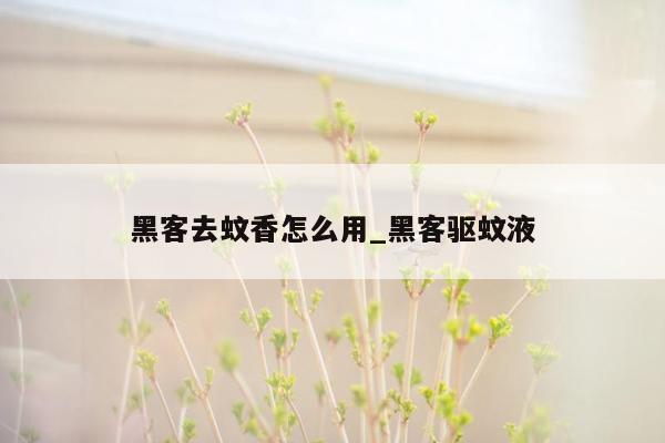 黑客去蚊香怎么用_黑客驱蚊液