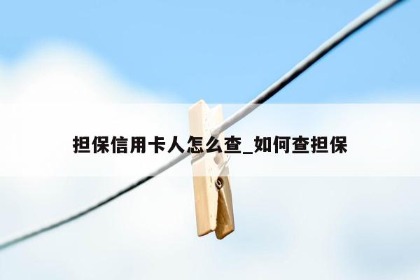 担保信用卡人怎么查_如何查担保