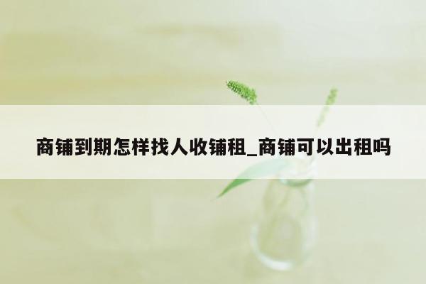 商铺到期怎样找人收铺租_商铺可以出租吗