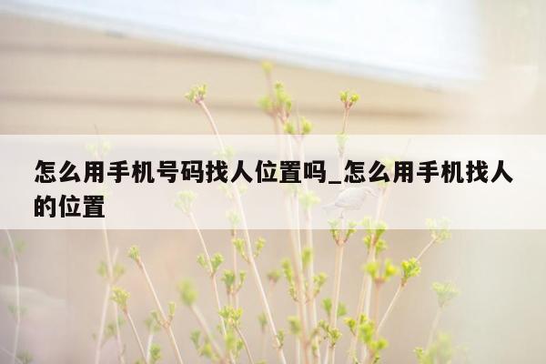 怎么用手机号码找人位置吗_怎么用手机找人的位置