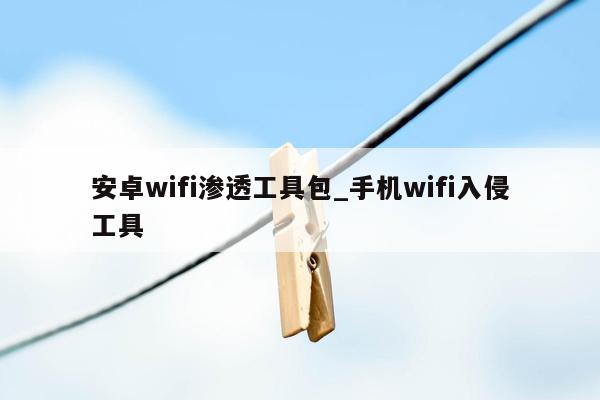 安卓wifi渗透工具包_手机wifi入侵工具