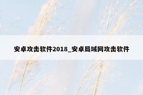 安卓攻击软件2018_安卓局域网攻击软件