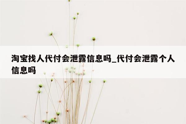 淘宝找人代付会泄露信息吗_代付会泄露个人信息吗