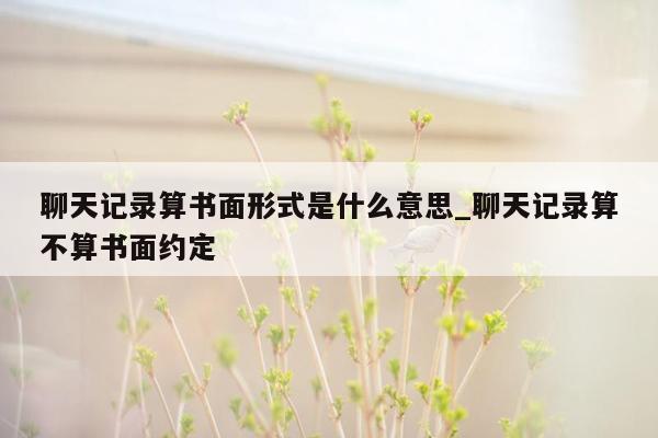 聊天记录算书面形式是什么意思_聊天记录算不算书面约定