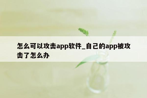 怎么可以攻击app软件_自己的app被攻击了怎么办