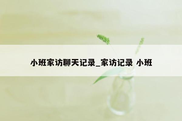 小班家访聊天记录_家访记录 小班