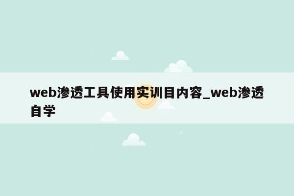 web渗透工具使用实训目内容_web渗透自学