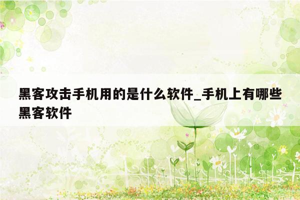 黑客攻击手机用的是什么软件_手机上有哪些黑客软件