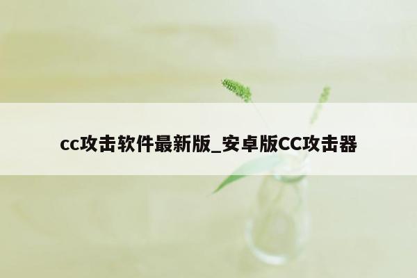 cc攻击软件最新版_安卓版CC攻击器