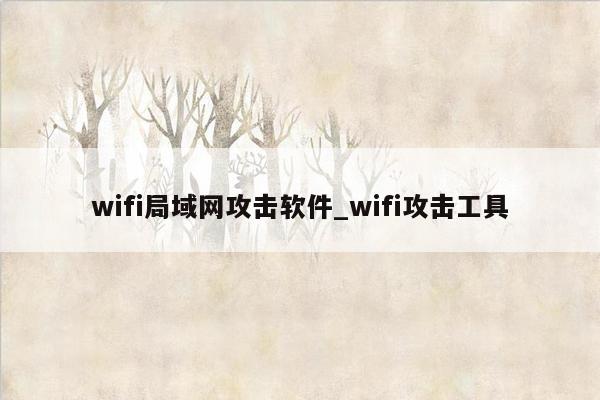 wifi局域网攻击软件_wifi攻击工具