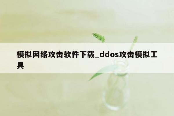 模拟网络攻击软件下载_ddos攻击模拟工具