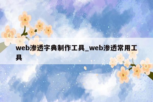 web渗透字典制作工具_web渗透常用工具