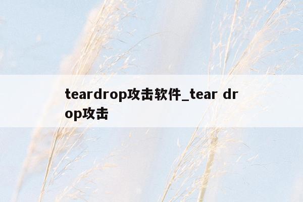 teardrop攻击软件_tear drop攻击