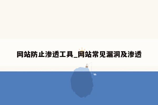 网站防止渗透工具_网站常见漏洞及渗透