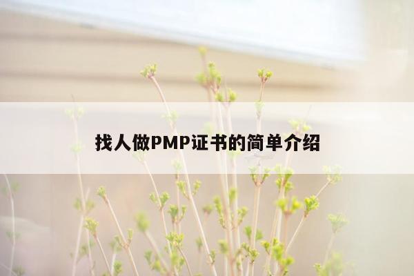 找人做PMP证书的简单介绍