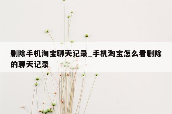 删除手机淘宝聊天记录_手机淘宝怎么看删除的聊天记录