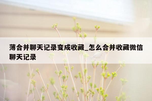 薄合并聊天记录变成收藏_怎么合并收藏微信聊天记录