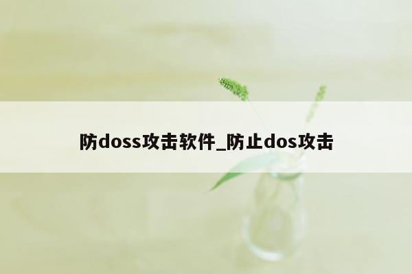 防doss攻击软件_防止dos攻击