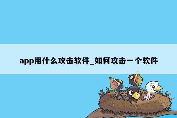 app用什么攻击软件_如何攻击一个软件