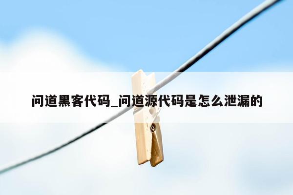 问道黑客代码_问道源代码是怎么泄漏的