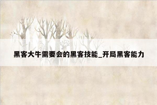 黑客大牛需要会的黑客技能_开局黑客能力