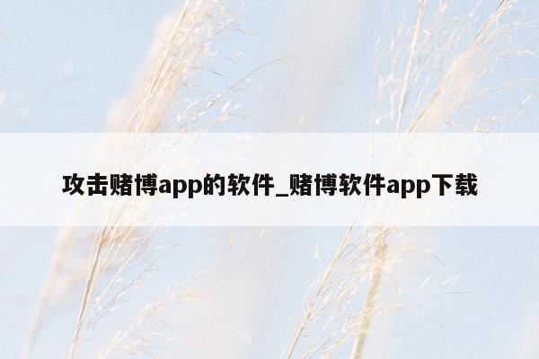 攻击赌博app的软件_赌博软件app下载