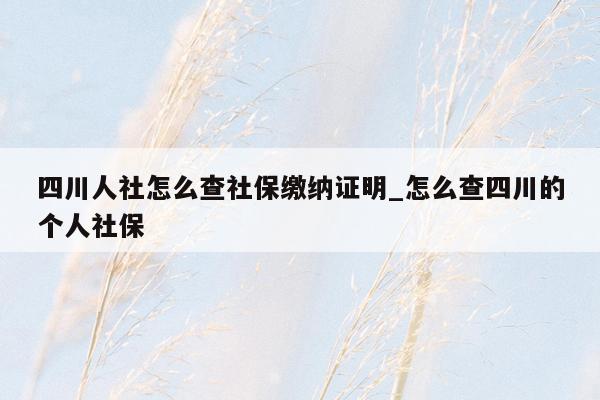 四川人社怎么查社保缴纳证明_怎么查四川的个人社保