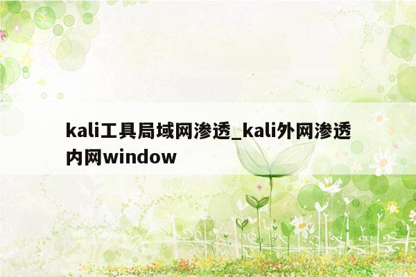 kali工具局域网渗透_kali外网渗透内网window