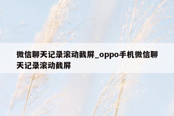 微信聊天记录滚动截屏_oppo手机微信聊天记录滚动截屏