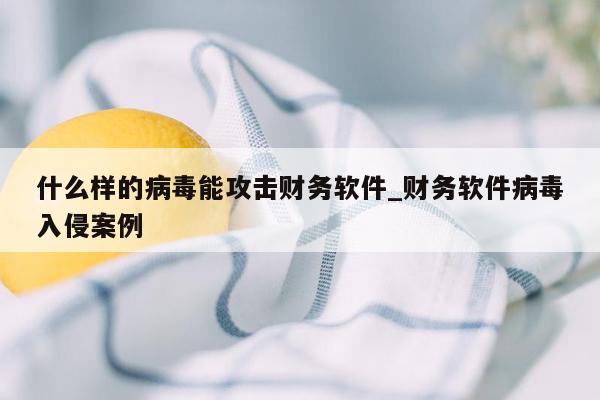 什么样的病毒能攻击财务软件_财务软件病毒入侵案例