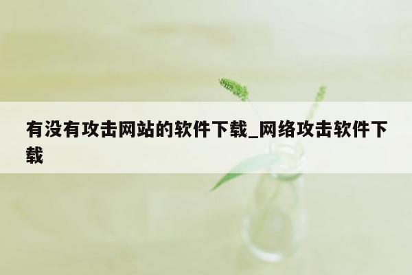 有没有攻击网站的软件下载_网络攻击软件下载