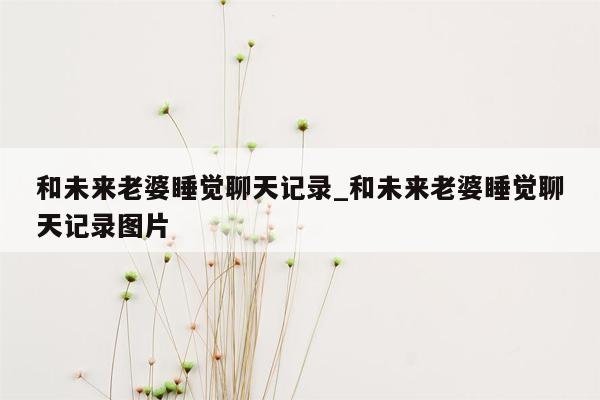 和未来老婆睡觉聊天记录_和未来老婆睡觉聊天记录图片