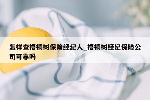 怎样查梧桐树保险经纪人_梧桐树经纪保险公司可靠吗