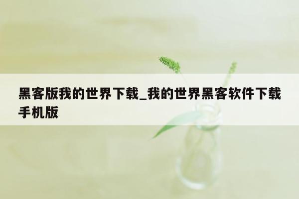 黑客版我的世界下载_我的世界黑客软件下载手机版