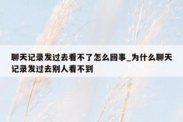 聊天记录发过去看不了怎么回事_为什么聊天记录发过去别人看不到