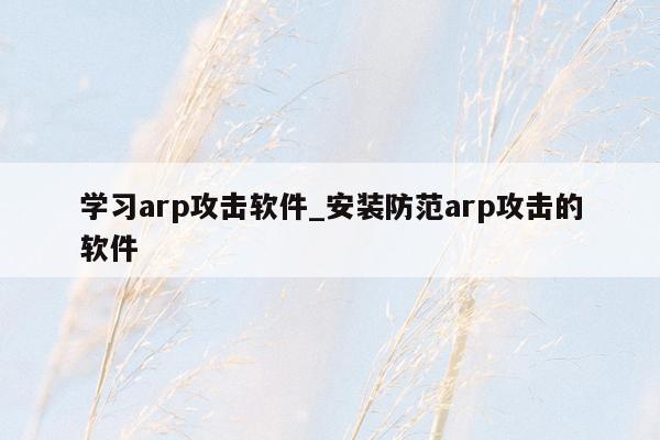 学习arp攻击软件_安装防范arp攻击的软件