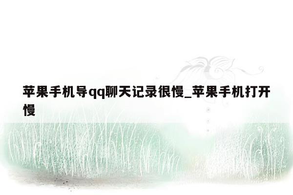 苹果手机导qq聊天记录很慢_苹果手机打开慢