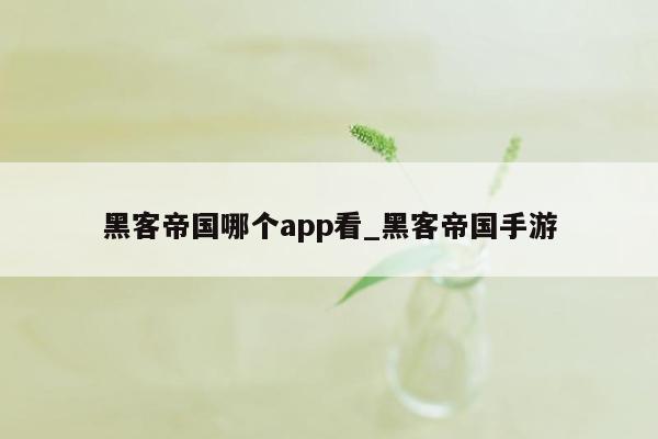 黑客帝国哪个app看_黑客帝国手游