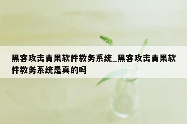 黑客攻击青果软件教务系统_黑客攻击青果软件教务系统是真的吗