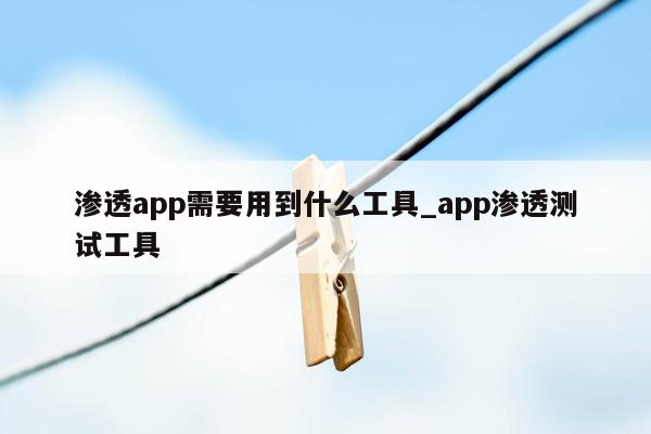 渗透app需要用到什么工具_app渗透测试工具