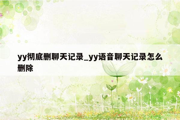 yy彻底删聊天记录_yy语音聊天记录怎么删除