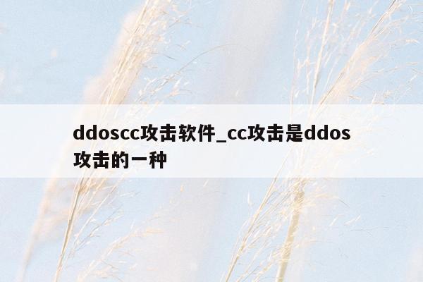 ddoscc攻击软件_cc攻击是ddos攻击的一种