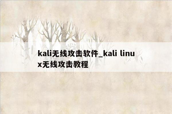 kali无线攻击软件_kali linux无线攻击教程