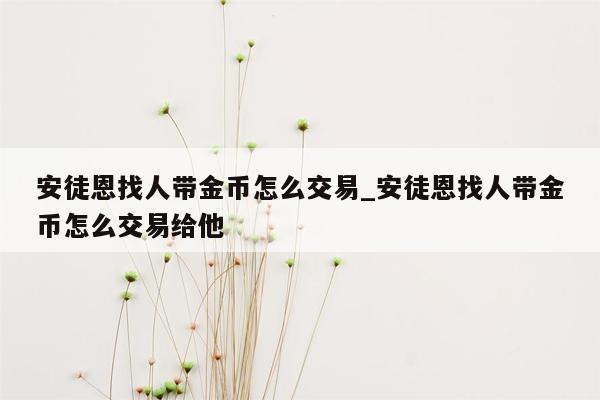 安徒恩找人带金币怎么交易_安徒恩找人带金币怎么交易给他