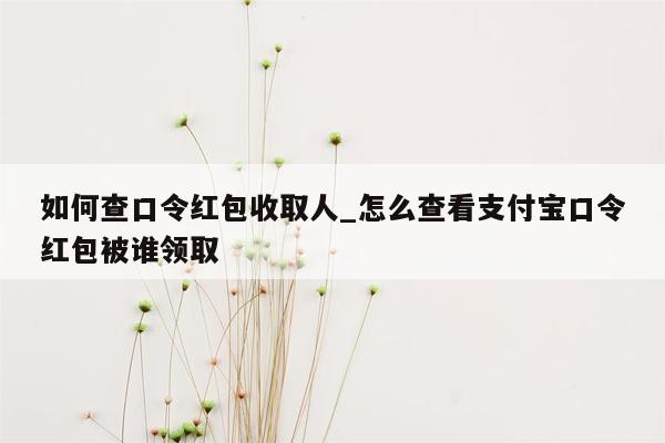 如何查口令红包收取人_怎么查看支付宝口令红包被谁领取